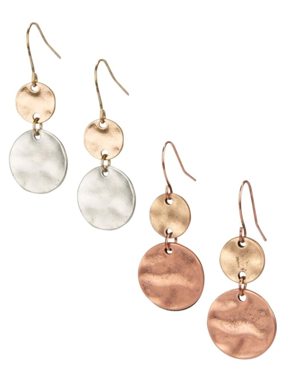 Handmade Tribal Boho Mixed Metal Dangle Earrings 1 Inch Drop